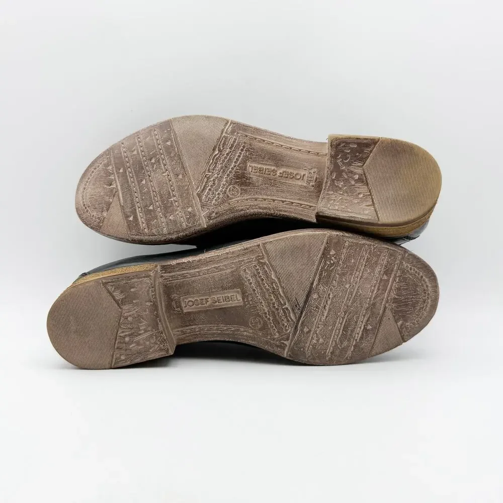 Josef Seibel Womens Sienna 96 Loafers EU 37 US 6.5 Black Washed Leather Shoe NIB